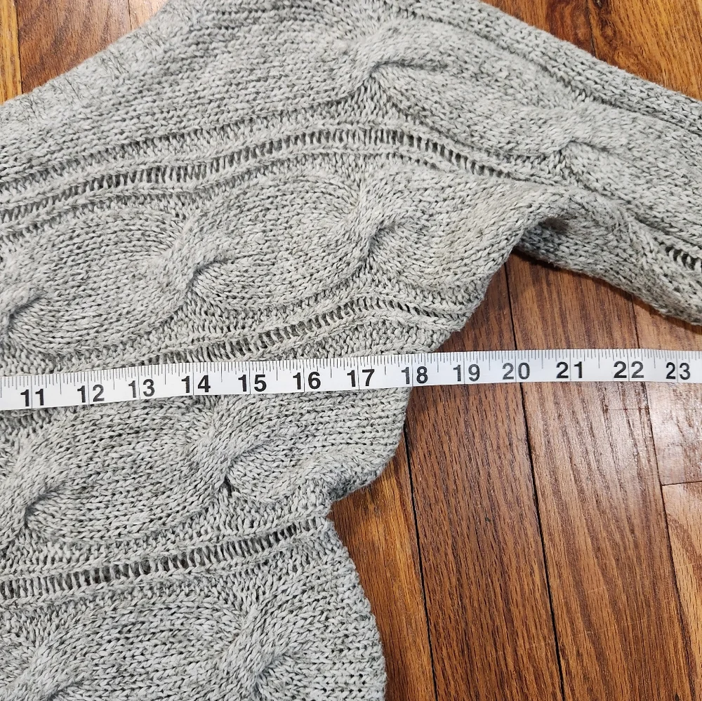 Gray Size Medium Cable knit Short Sleeve Top Boat Neck - Picture 5 of 8